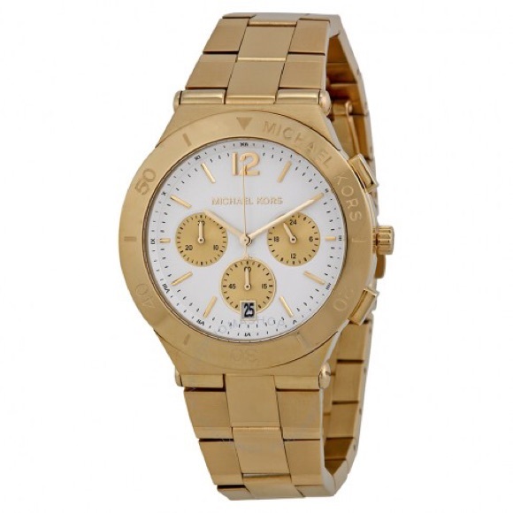MICHAEL KORS  Over sized Gold White Dial Watch - Picture 1 of 4
